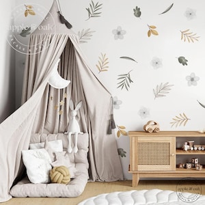 Boho Nursery FLORAL FLOWER Wall Decals | Floral Nursery Wall Decals | Boho Nursery Wall Decal Stickers | REMOVEABLE Wall Decal Stickers