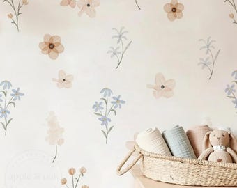 Floral Nursery Wall Decal Baby Girl Room Decor Kids Room Wall Stickers Botanical Wall Art