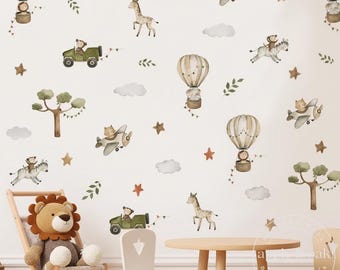 Safari Nursery Wall Decal Jungle Animal Wall Stickers Kids Room Decor Baby Boy Girl Nursery Safari Theme Wall Art Jungle Nursery Decor