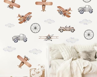 Adesivi murali per camerette dei bambini con motivo aereo, adesivi murali per camerette dei bambini, adesivi murali boho per camerette dei bambini, decorazioni per camerette dei bambini con tema aviazione