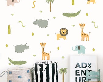 Boho Nursery SAFARI JUNGLE Wall Decals, Safari Animal Nursery Wall Decals, Boho Nursery Wall Decal Stickers, REMOVEABLE Wall Decal Stickers