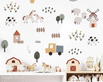 Boho Nursery FARM ANIMAL Nursery Wall Decals, Wall Decals Kids, Kids Room Decals, Nursery Wall Sticker, REMOVEABLE Wall Decals