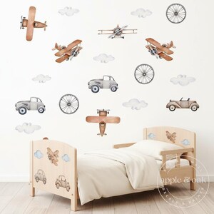 Airplane Nursery Wall Decals Kids Room Decals Boho Nursery Wall Sticker Aviation Nursery Boy Decor