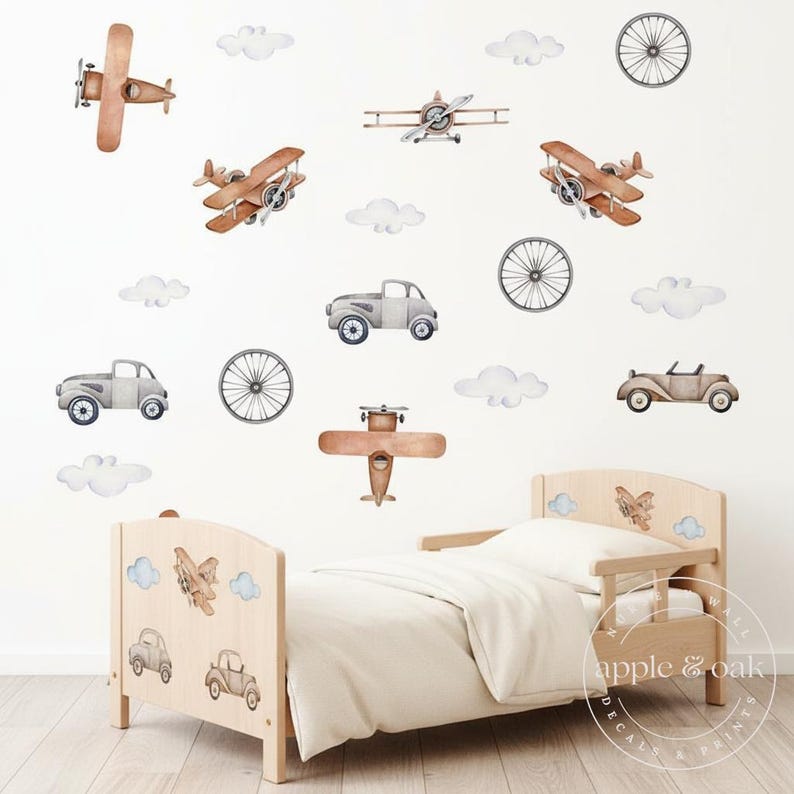 Airplane Nursery Wall Decals Kids Room Decals Boho Nursery Wall Sticker Aviation Nursery Boy Decor