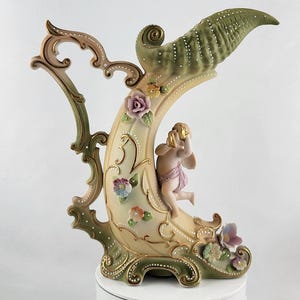 Vintage Ardalt Japan Lenwile Cherub Shell Pitcher 6381B Hand Painted circa 1940&#39;s
