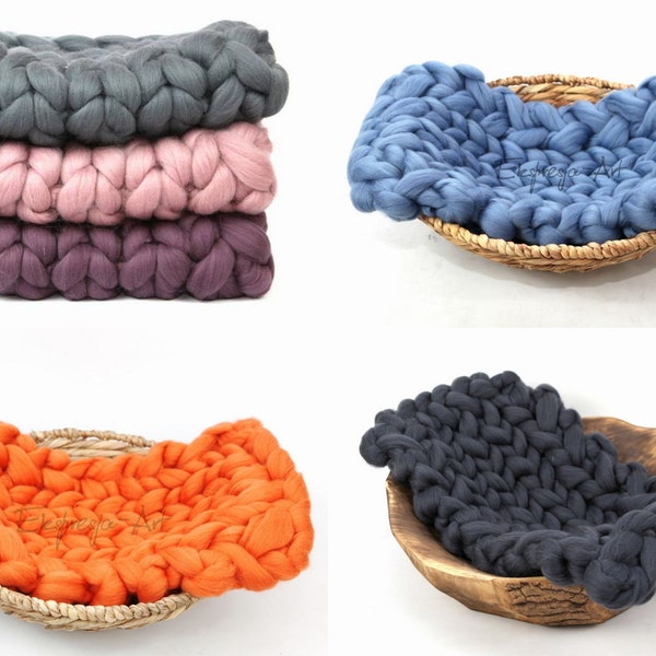 Mini knitted blanket 32x54cm (12,5'x21,5') merino wool photo prop props photoprops accesory foto braid