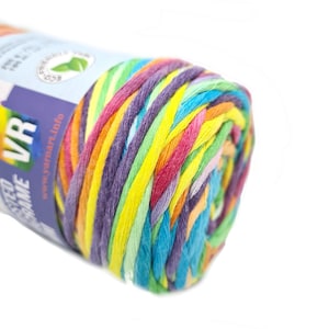 Cord for macrame yarn TWISTED MACRAME VR 3mm, 250g/195m cotton cord RAINBOW