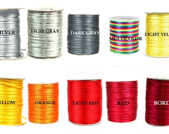 Satin cord 2mm SPOOL 100m (109yd) for macrame, shambhala, jewelery making, fusible, corset cord