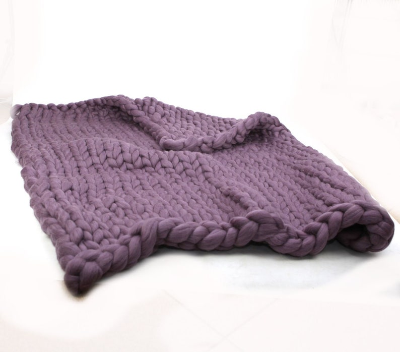 Chunky Merino Wool Blanket Big Blanket Knit Blanket Giant Etsy