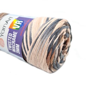 Cord for macrame yarn TWISTED MACRAME VR 3mm, 250g/195m cotton cord PRALINE