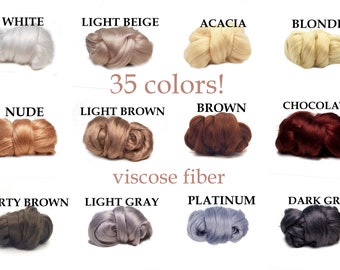 Viscose fiber 50g (1,76oz), viscose tops, viscose for felting, worsted viscose, viscose for the hair of angels/dolls, nuno felting