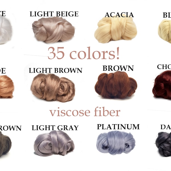 Viscose fiber 50g (1.76oz), viscose tops, viscose for felting, worsted viscose, viscose for the hair of angels/dolls, nuno felting