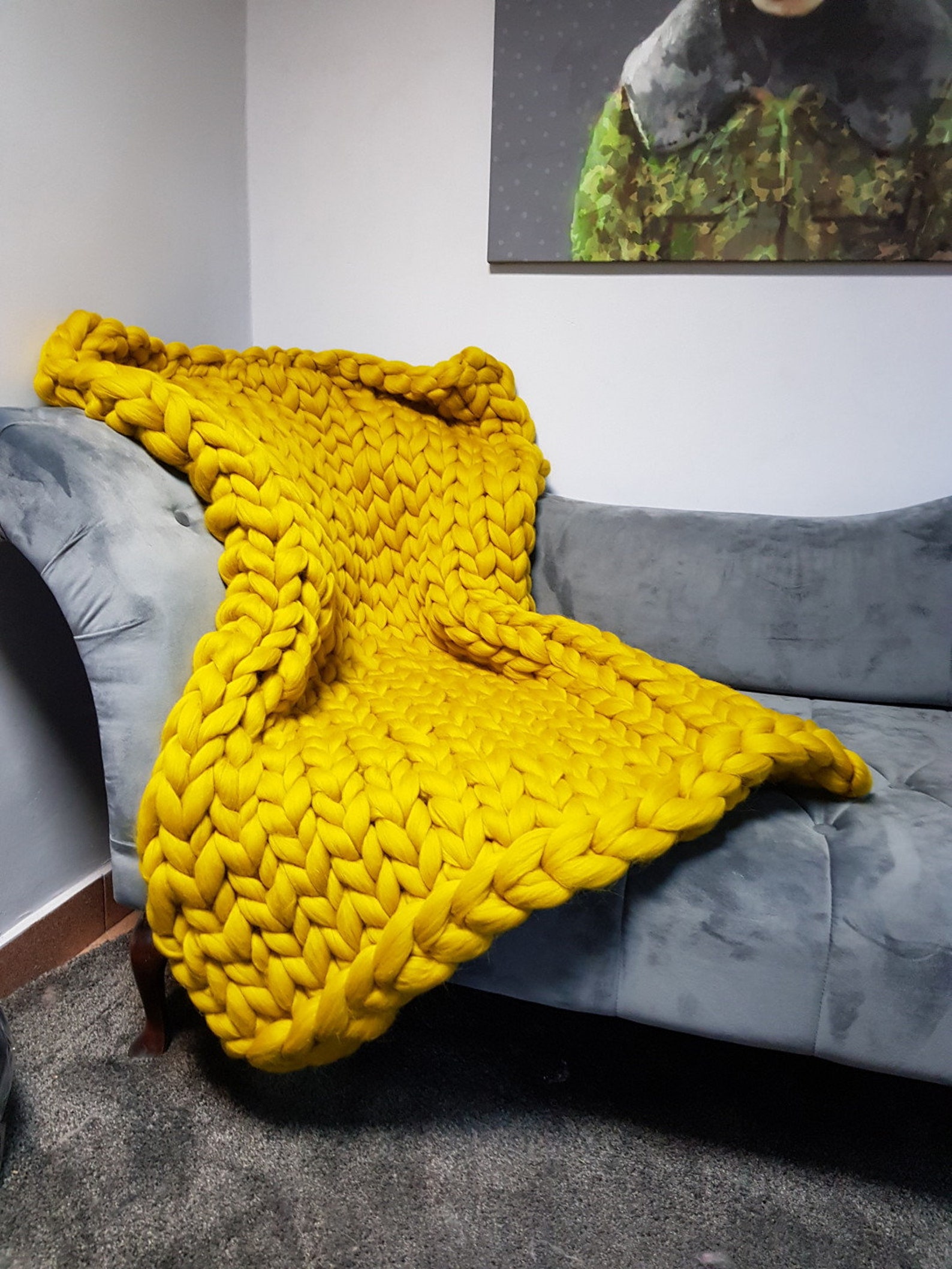 Chunky Merino Wool Blanket Big Blanket Knit Blanket Giant Etsy