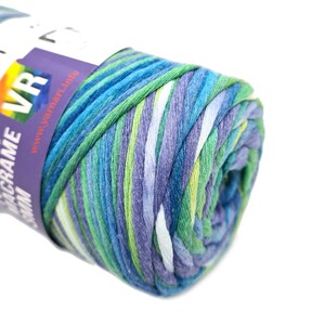 Cord for macrame yarn TWISTED MACRAME VR 3mm, 250g/195m cotton cord BLUE-GREEN