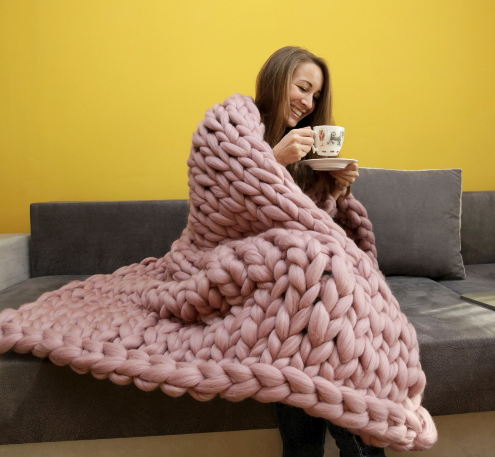 Wool blanket very chunky merino wool big blanket knit Etsy