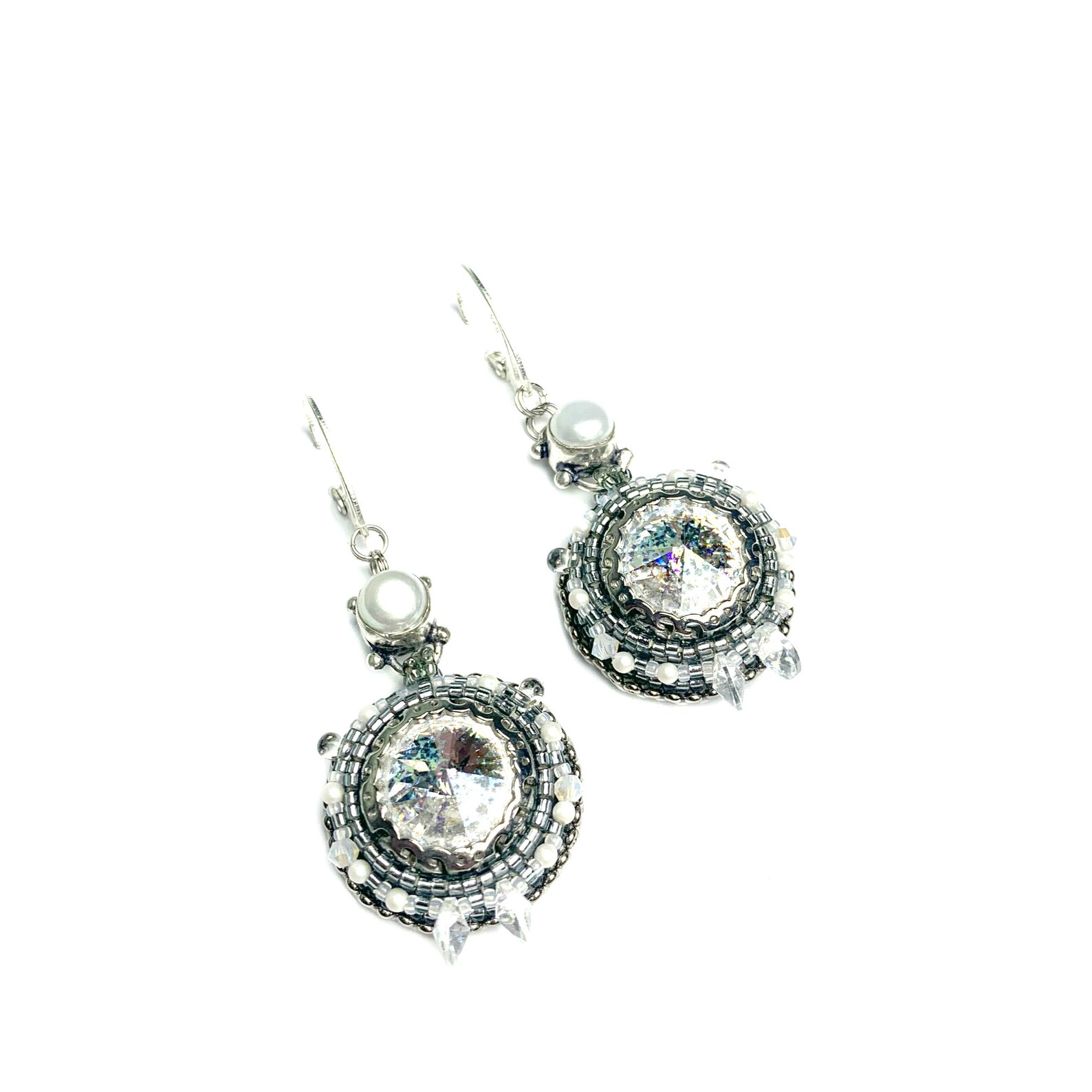 Bead embroidery rainbow moonstone necklace Huge dragonfly Etsy