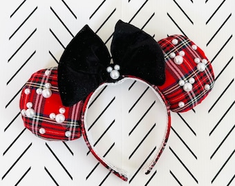 Red Plaid Minnie Mouse ears