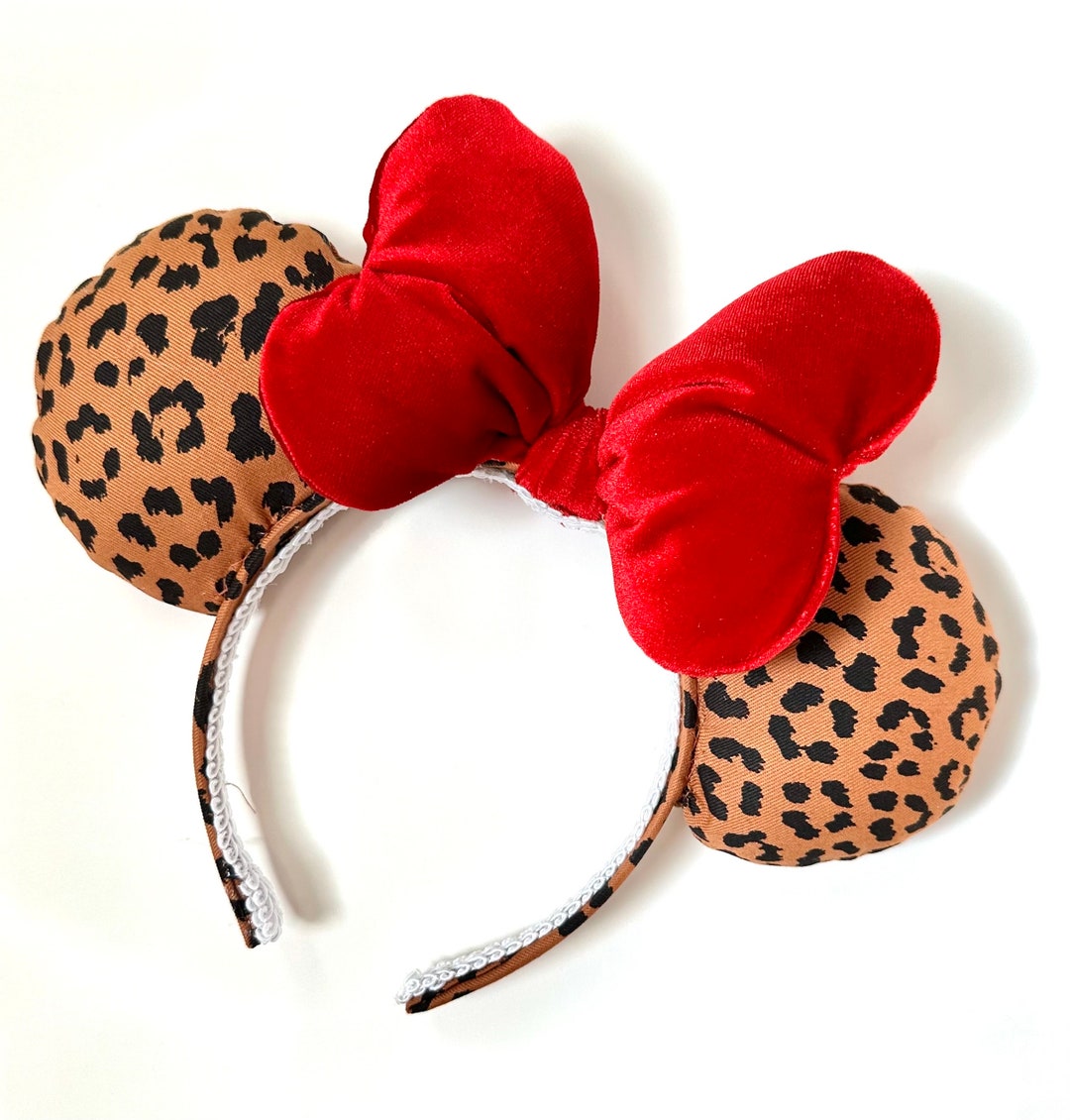 Leopard Mickey Ears, Animal Print Ears, Mickey Ears, Cheetah Mouse Ears, Velvet Minnie Ears, Red ...