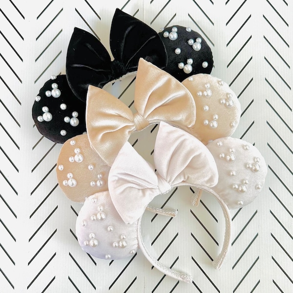 Velvet Pearl Minnie Mouse Ears