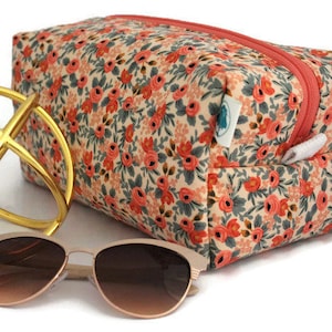 Boxy Bag -Toiletry Bag - Dopp Kit -Travel Bag -Makeup Bag - Accessory Bag - Wash Bag - Wet Bag - Rifle Paper Co - Coral Rosa