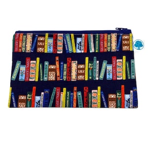 Classic Library Books - Pencil Pouch - Makeup Bag - Zipper Pouch - Cosmetic Bag - Zipper Clutch - Pencil Bag - Pencil Case - Gadget Bag