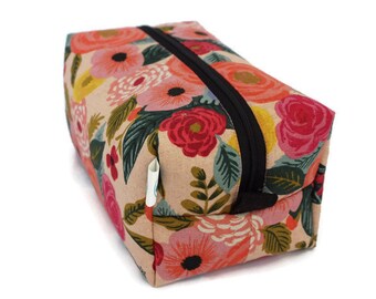 Boxy Makeup Bag in Rifle Paper Juliet Rose Cream - Vanity Bag