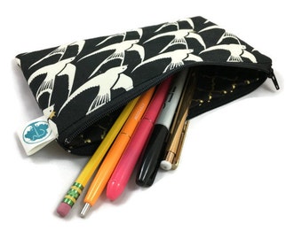 Pencil Pouch, Makeup Bag, Zipper Pouch in Sparrow