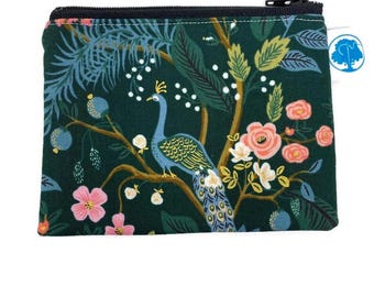 Floral Peacock Hunter Coin Purse: Rifle Paper Co. Zipper Pouch