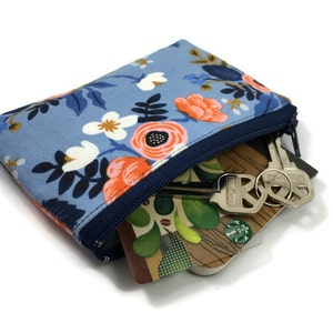 Coin Purse - Coin Bag - Change Purse - Small Cosmetic Bag - Zipper Pouch - Change Pouch in Rifle Paper Co Birch Floral