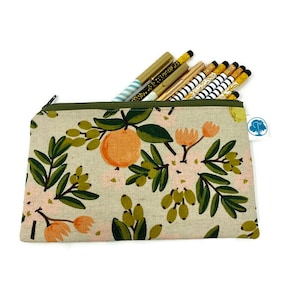Rifle Paper Co Primavera Natural Pencil Pouch - Makeup Bag - Zipper Pouch - Cosmetic Bag  - Pencil Bag - Pencil Case - Gadget Bag