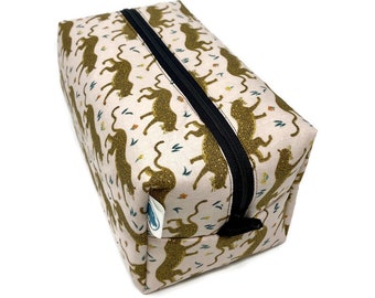 Camont Leopard - Boxy Bag - Toiletry Bag - Dopp Kit - Travel Bag -Makeup Bag - Accessory Bag - Wash Bag - Wet Bag in Rifle Paper Co