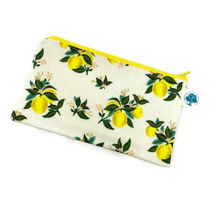 Citrus Lemon Blossom - Pencil Pouch - Makeup Bag - Zipper Pouch - Cosmetic Bag  - Pencil Bag - Pencil Case - Gadget Bag
