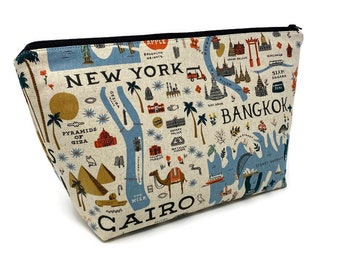 City Map - Extra Large Cosmetic Bag - Toiletry Bag - Travel Bag - Makeup Bag - Wet Bag - Accessory Pouch - Rifle Paper Co