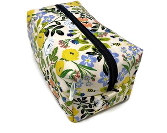 Floral Bee - Boxy Bag - Toiletry Bag - Dopp Kit - Travel Bag -Makeup Bag - Accessory Bag - Wash Bag - Wet Bag in Rifle Paper Co