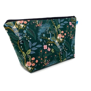 Floral Peacock Hunter Cosmetic Bag: Extra Large Toiletry Travel Pouch
