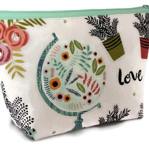 Große Kosmetiktasche - Makeup Tasche - Accessoire Tasche - Schminktasche - Kulturtasche - Gadget Tasche - Schmuckbeutel in Globe Love Travel