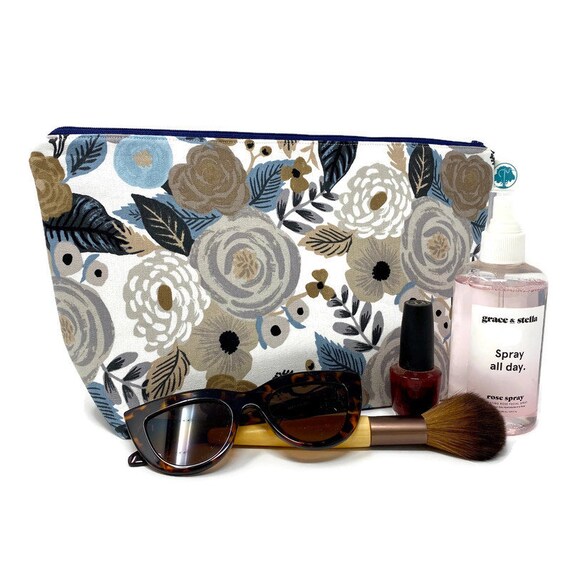 extra large travel makeup bag The Cosmetic Pouch in Black brush holders Extra Large Makeup Case Cosmetic