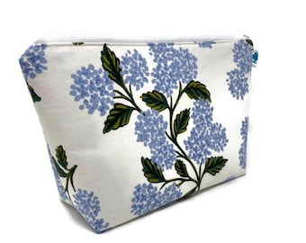 Hydrangia Floral Extra Large Cosmetic Bag - Rifle Paper Co. Travel Toiletry Makeup Bag