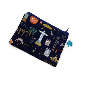 Travel Icons - Coin Purse - Coin Bag - Change Purse - Small Cosmetic Bag - Zipper Pouch - Change Pouch - Rifle Paper Co