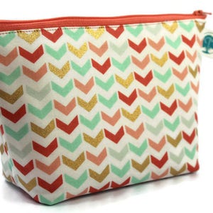 Cosmetic Bag Makeup Bag Gadget Bag in Metallic Chevron