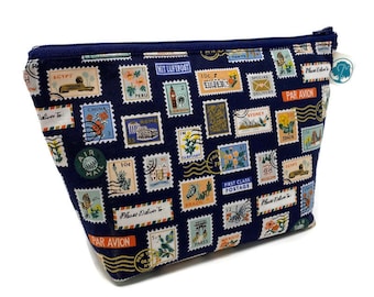 Postage Stamp | Large Cosmetic Bag | Makeup Bag | Accessory Pouch | Toiletry Bag | Gadget Bag | Jewelry Pouch | Rifle Paper Co