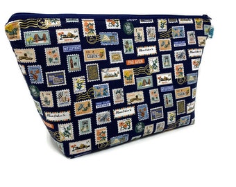 Postage Stamp - Extra Large Cosmetic Bag - Toiletry Bag - Travel Bag - Makeup Bag - Wet Bag - Accessory Pouch - Rifle Paper Co