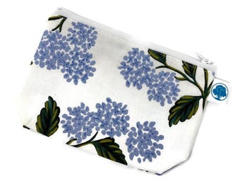 Hydrangia Floral Print Cosmetic Bag - Rifle Paper Co. Accessory Pouch