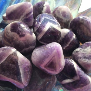 Chevron Amethyst, Tumbled Chevron Amethyst, Banded Amethyst, Third Eye Stone, Chakra, Reiki, Crystal Grid, Pagan Altar, Meditation!