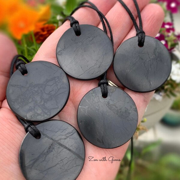 Shungite Necklace, From Karelia Russia, EMF Protection, Shungite Circle, Use in Chakra or Reiki work, Crystal Grid, Divination, Meditation!