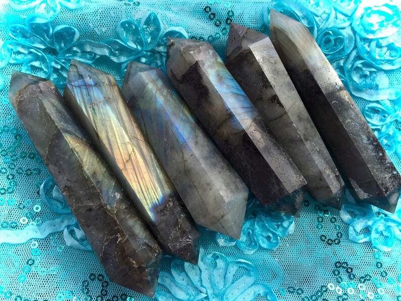 Crystal Grid Labradorite Wand! Labradorite Double Terminated Wands Pagan Wand Large Labradorite Chakra Reiki
