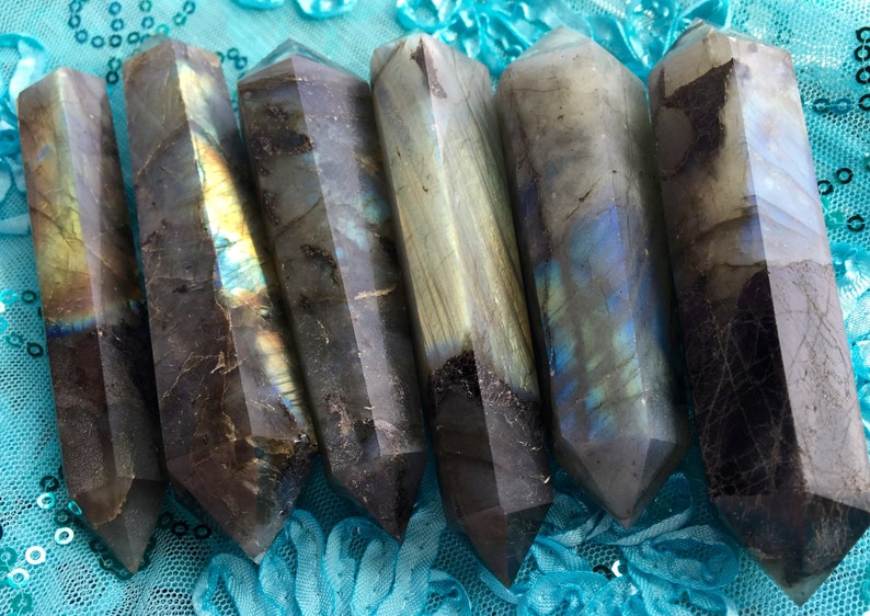 Crystal Grid Labradorite Wand! Labradorite Double Terminated Wands Pagan Wand Large Labradorite Chakra Reiki