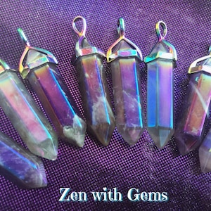 Aura Amethyst Pendant, Amethyst Aura Necklace, Pendulum, Sacred Adornment, Double Terminated, Metaphysical, Crystal Jewelry!