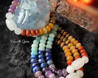 Chakra Bracelet, with Quartz for Amplification, Metaphysical, Crystal Energy, Meditation, Gift, Zen, Crystal Jewelry, Chakra Jewelry!