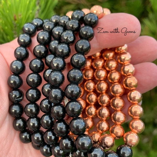 Shungite Copper Bracelet, from Karelia Russia, EMF Protection, Metaphysical, Crystal Energy, Meditation, Gift, Zen!